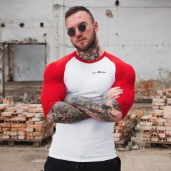 Tričko Fitted Sleeve White Red - GymBeam