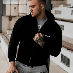 Mikina Zipper Hoodie Black White - GymBeam
