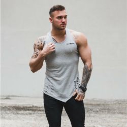 Ripped Tank Top Grey - GymBeam