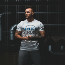 Born To Be Strong White Grey - GymBeam