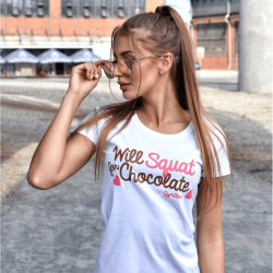Женская футболка Will Squat For Chocolate White - GymBeam