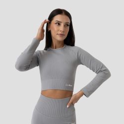 Women‘s FLO Ribbed CropTop Grey - GymBeam