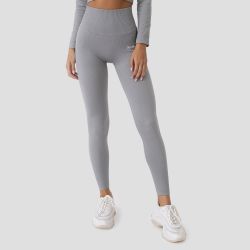 Women‘s FLO Ribbed Leggings Grey - GymBeam